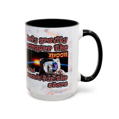 defy conquer reach - Accent Mug (white marble)