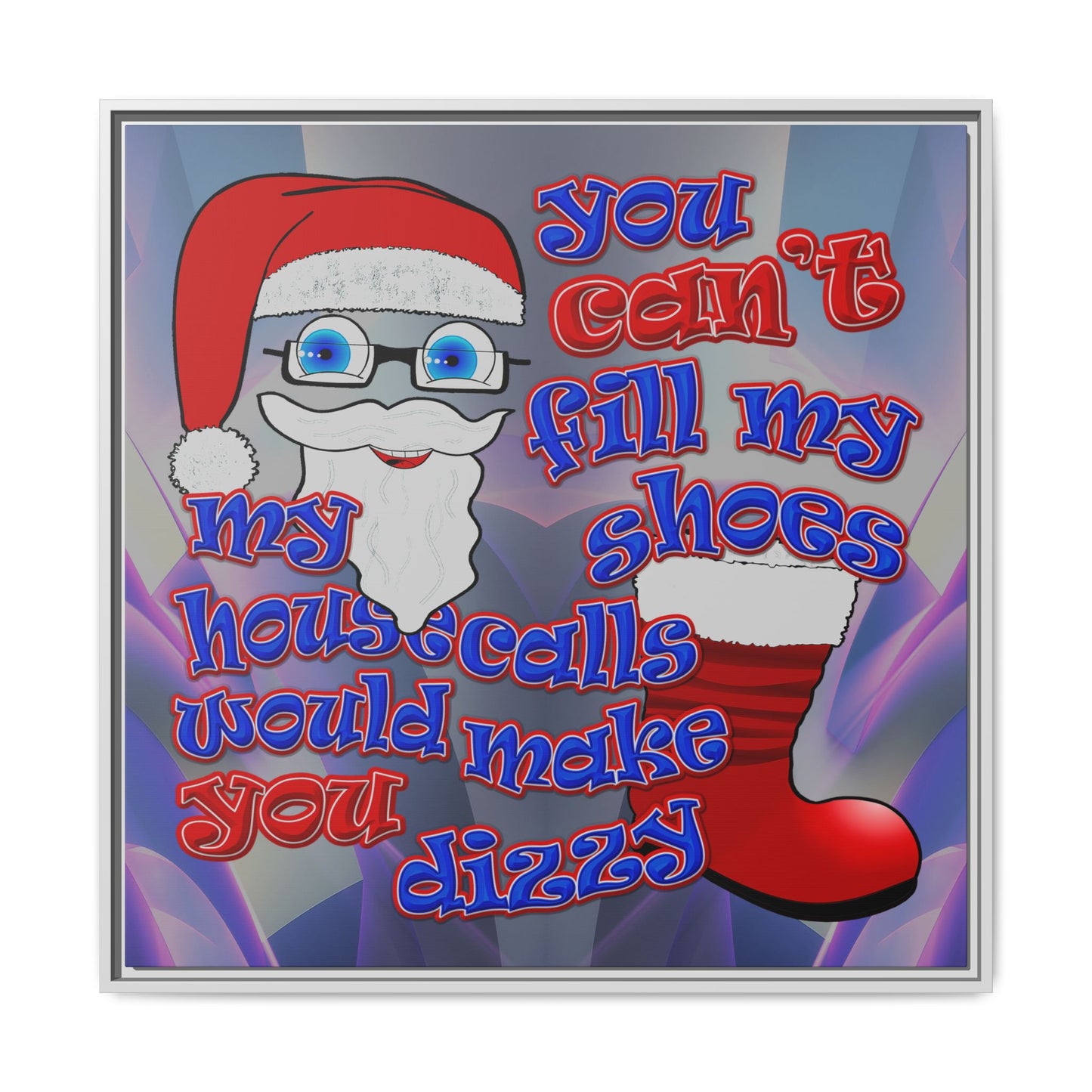 santa's shoes - framed canvas art (grey-pink wave)