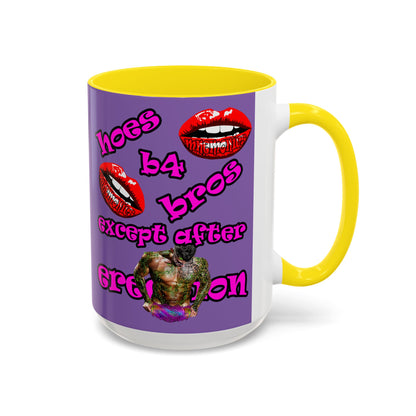 hoes b4 bros - Accent Mug (light purple)