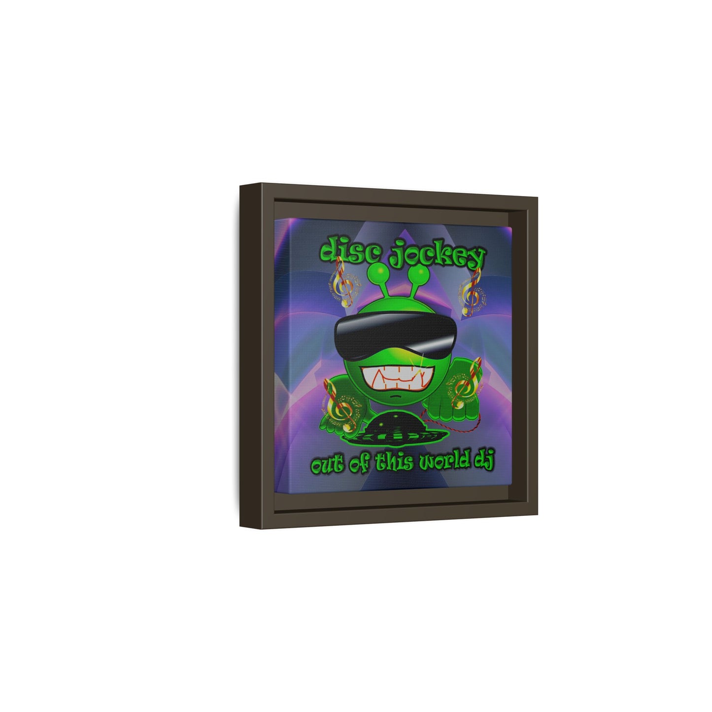 disc jockey - framed canvas art (grey-pink wave)