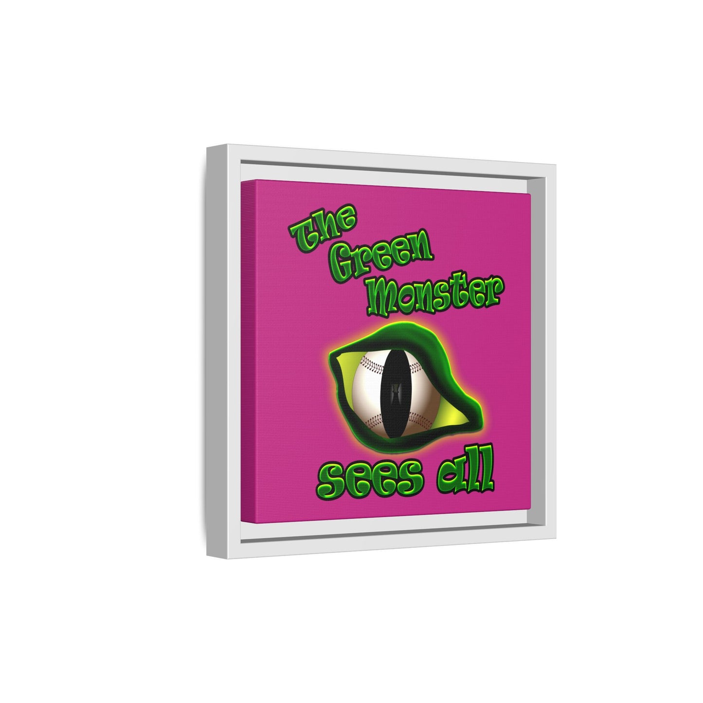 green monster - framed canvas art (pink)