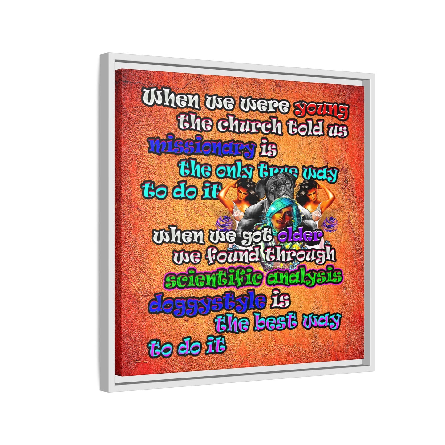 doggystyle - framed canvas art (burnt orange)