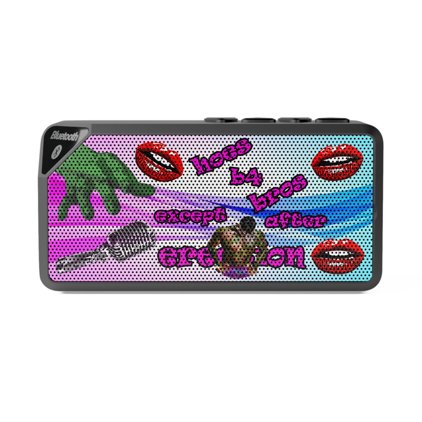hoes b4 bros - Jabba Bluetooth Speaker (light blue-pink wave)