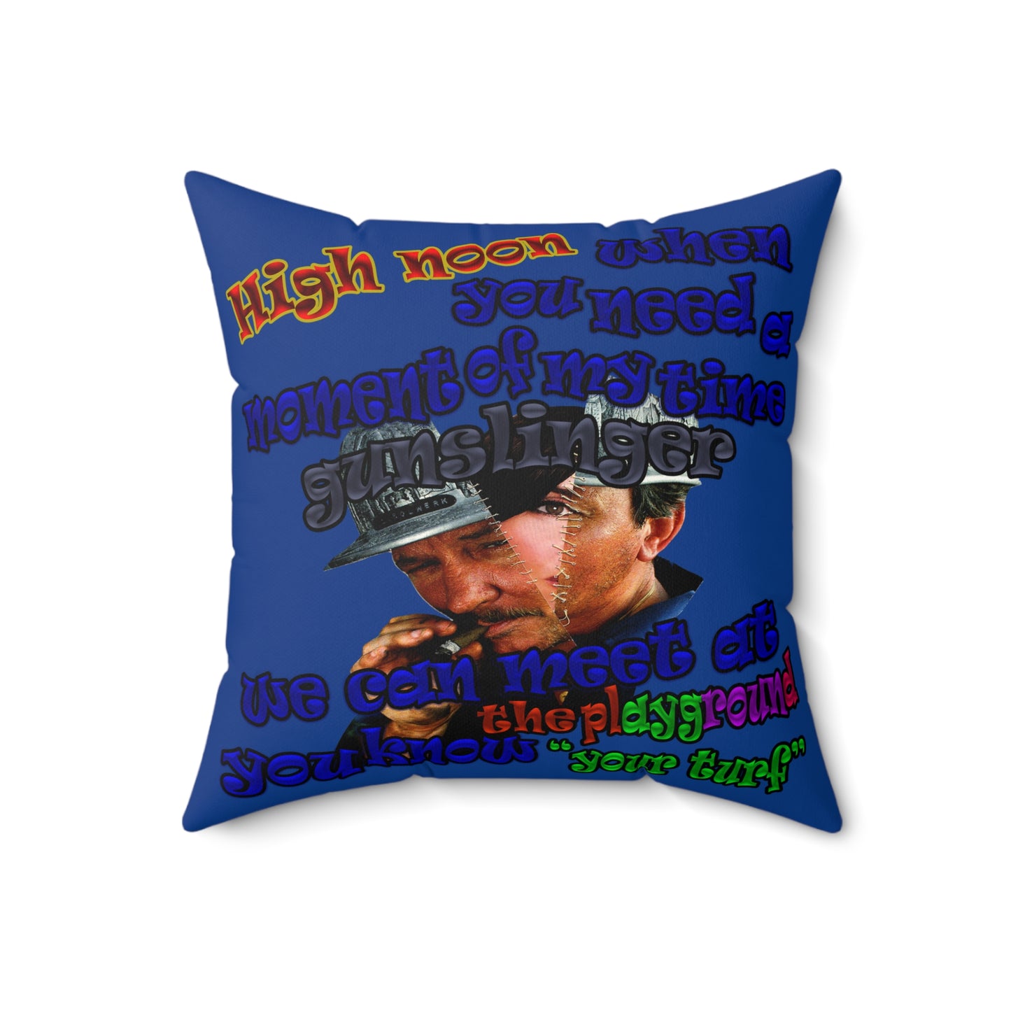 high noon - Spun Polyester Square Pillow - (dark blue)