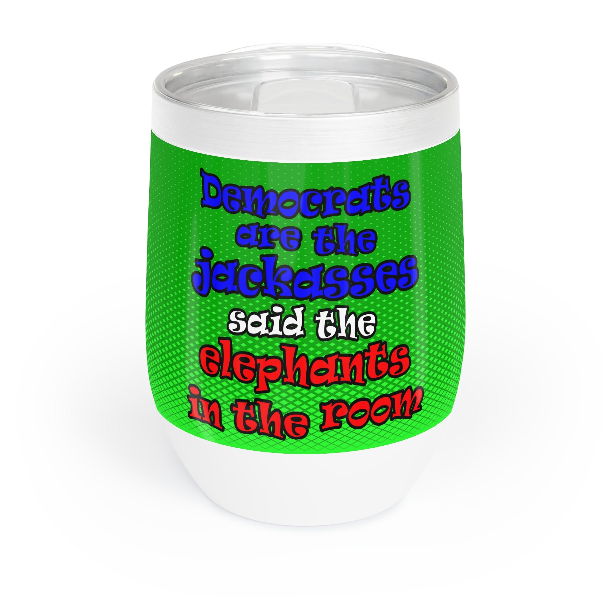 donkeys and elephants - Chill Wine Tumbler (logo green)