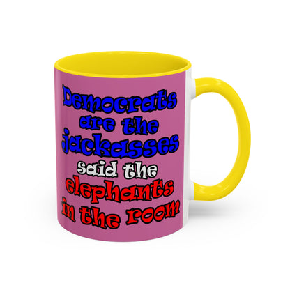 donkeys and elephants - Accent Mug (light pink)