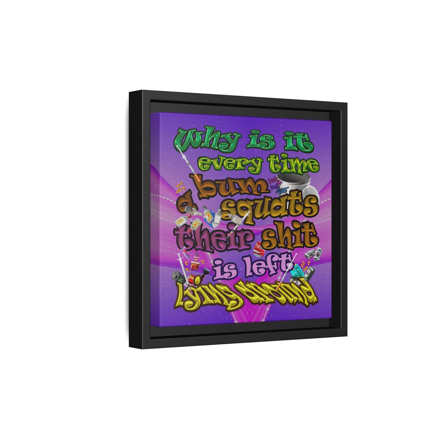 the bum's shit - framed canvas art (purple-pink wave)
