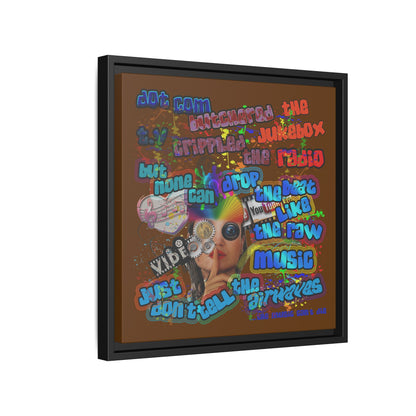 drop the beat - framed canvas art (brown)