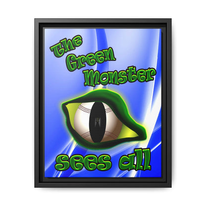 green monster - framed canvas art (blue-white wave)