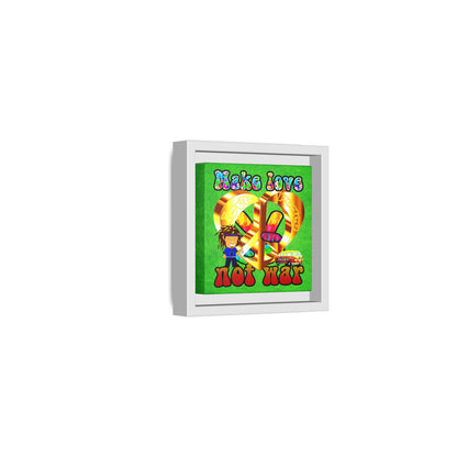 love peace - framed canvas art (green turf)