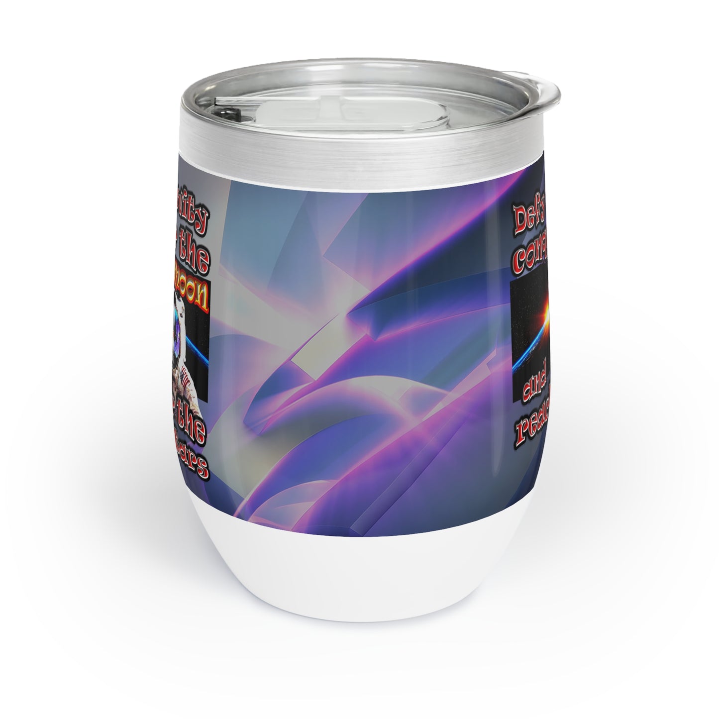 defy conquer reach - Chill Wine Tumbler (grey-pink wave)