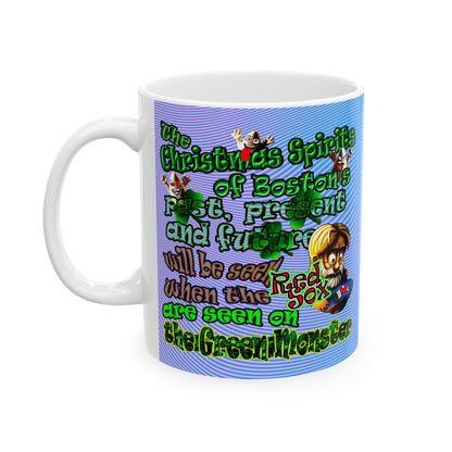 christmas spirits of boston - White Mug (light blue-purple wave)