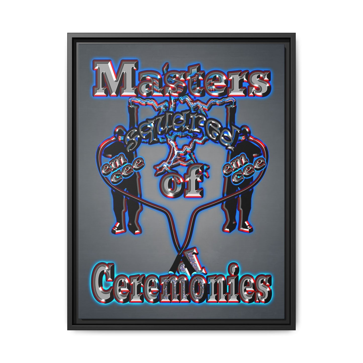 em cee squared - framed canvas art (grey-light grey)