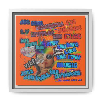 drop the beat - framed canvas art (orange)