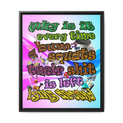the bum's shit - framed canvas art (light blue-pink wave)