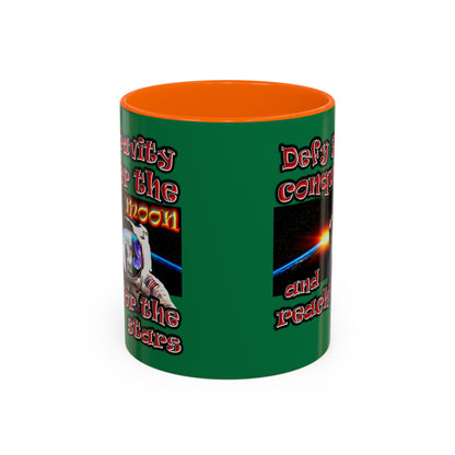 defy conquer reach - Accent Mug (dark green)