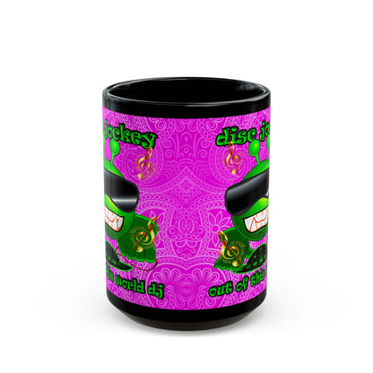 disc jockey - Black Mug (pink swirl)