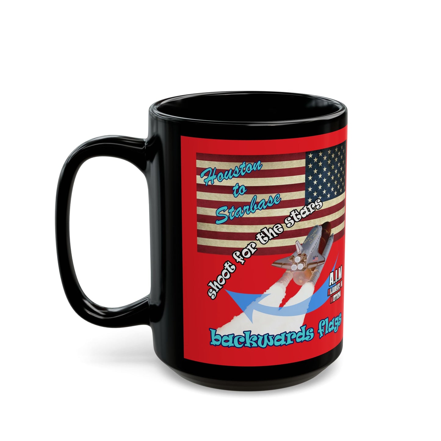 shoot for the stars - Black Mug (red)