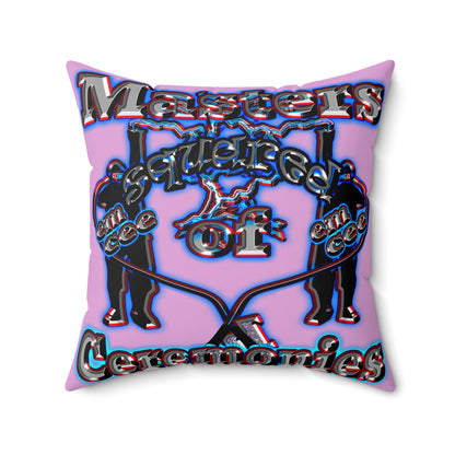 em cee squared - Faux Suede Square Pillow - (gummy pink)