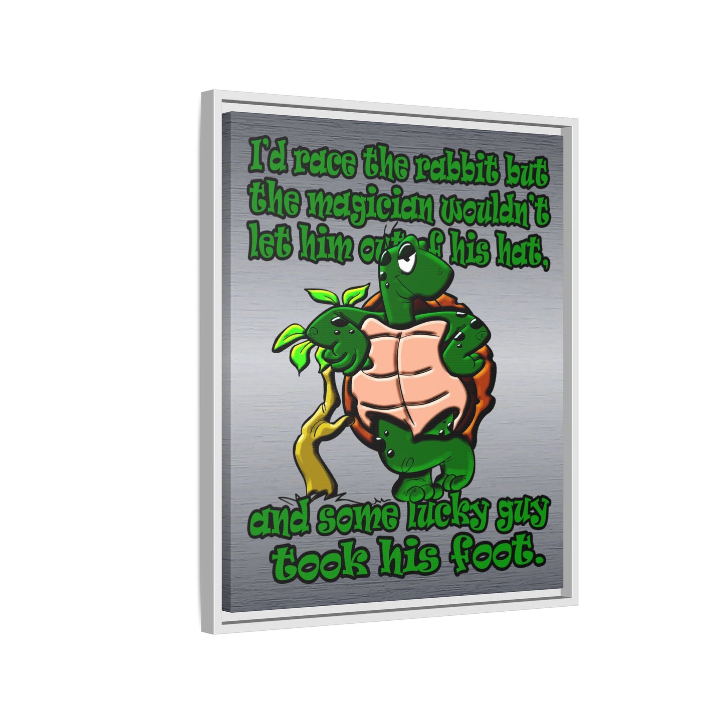 turtle race - framed canvas art (brushed nickel)