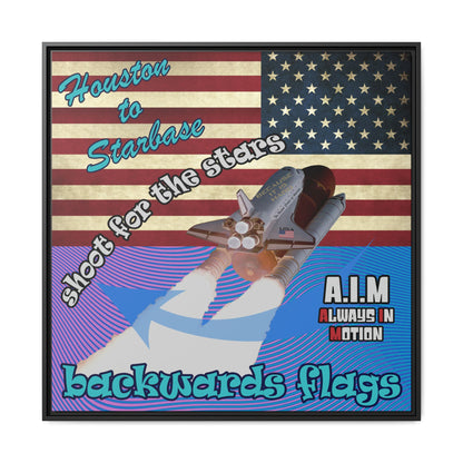 shoot for the stars - framed canvas art (light blue-purple wave)