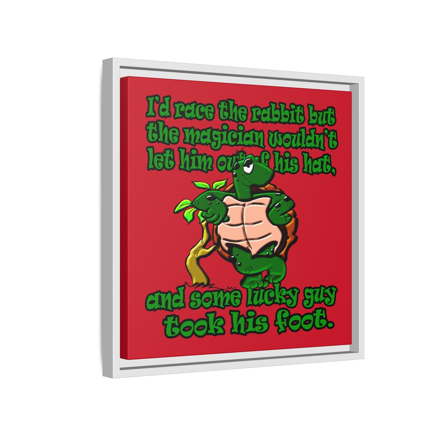 turtle race - framed canvas art (dark red)