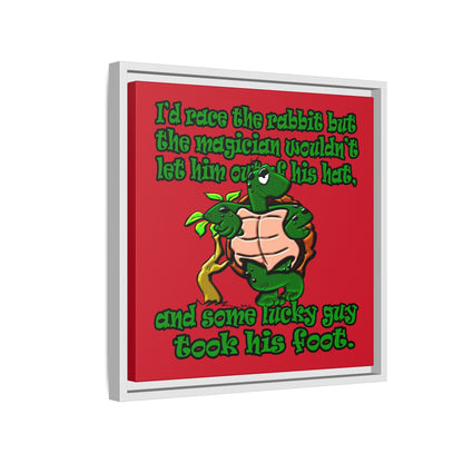 turtle race - framed canvas art (dark red)