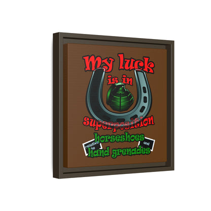 my luck - framed canvas art (brown)
