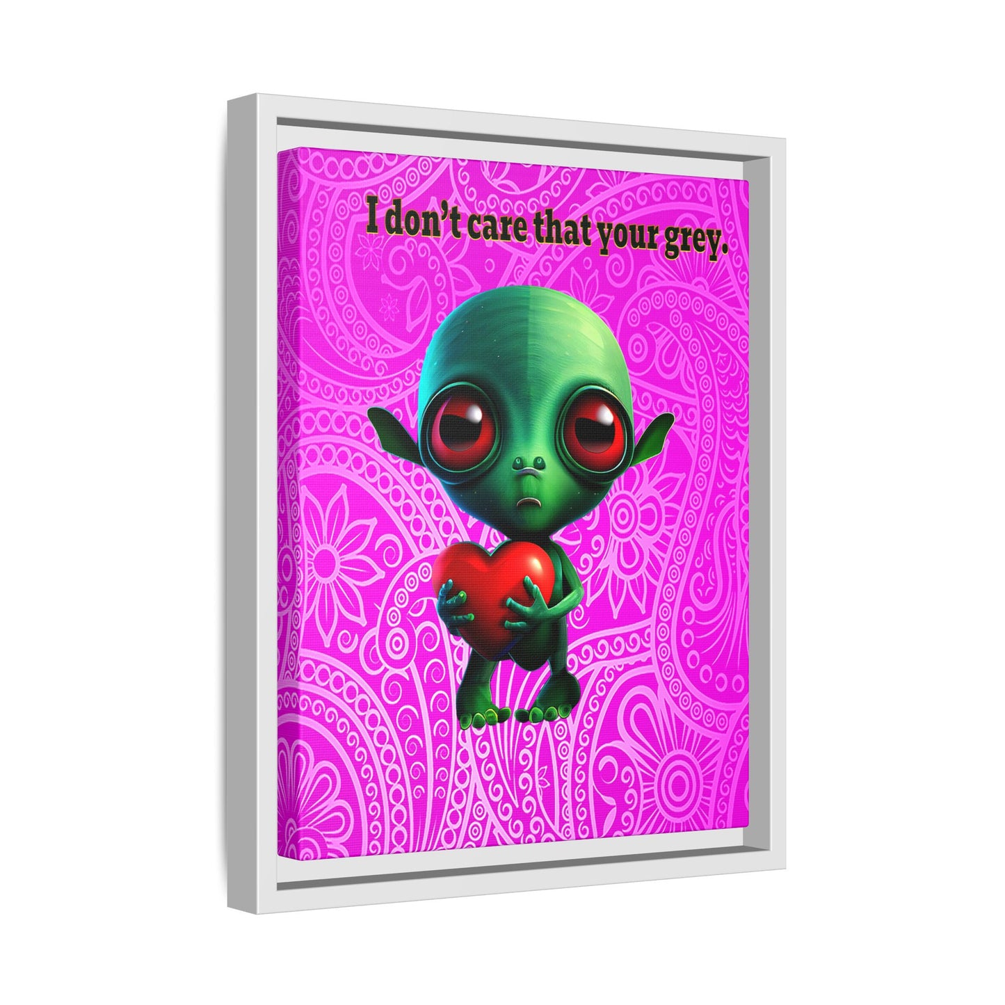 I don't care that your grey - framed canvas art (pink swirl)