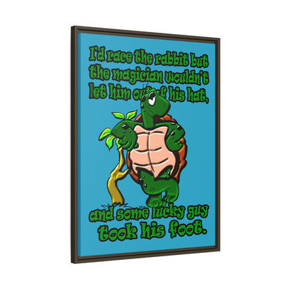 turtle race - framed canvas art (turquoise)