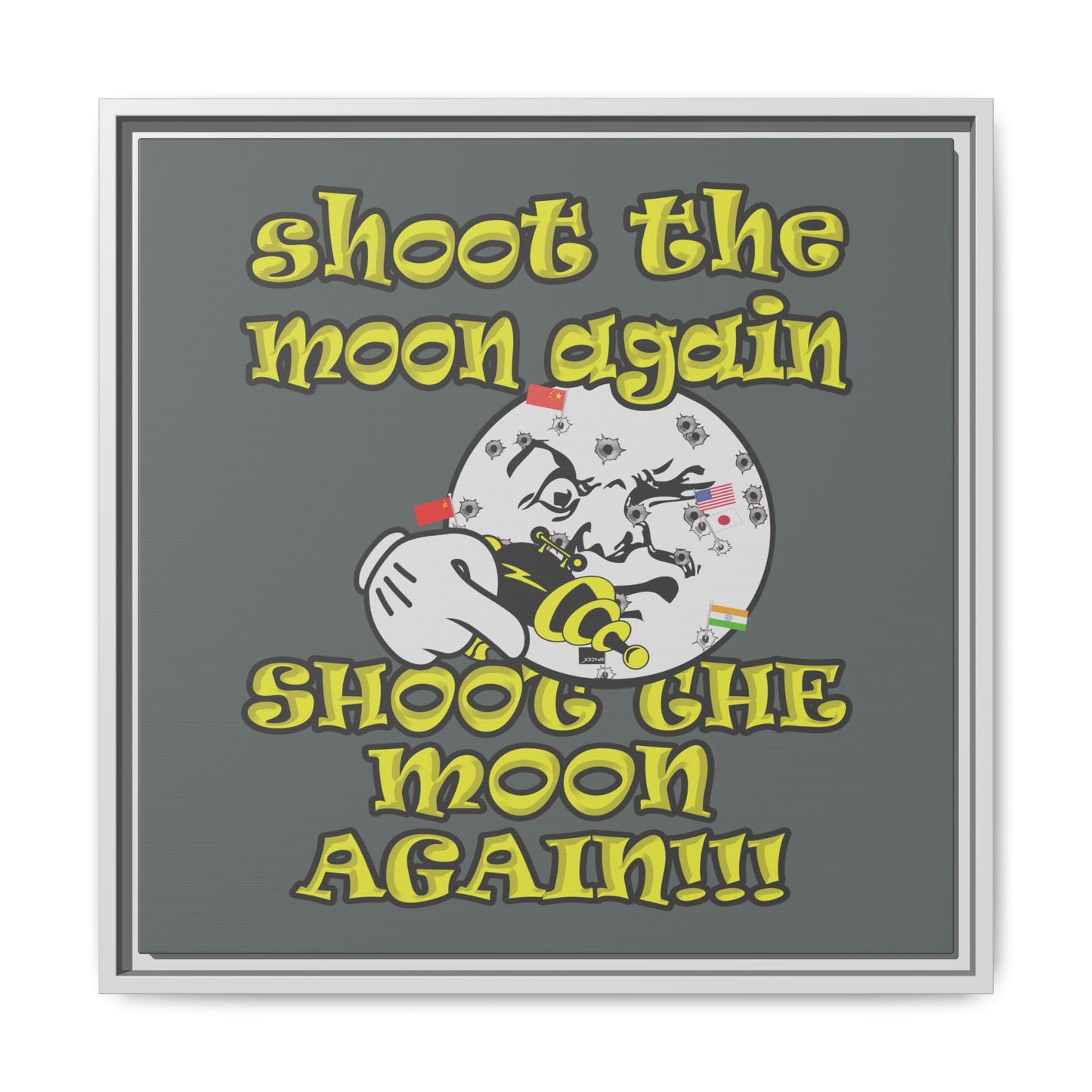 shoot the moon again - framed canvas art (dark grey)