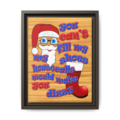 santa's shoes - framed canvas art (butterscotch wood finish)