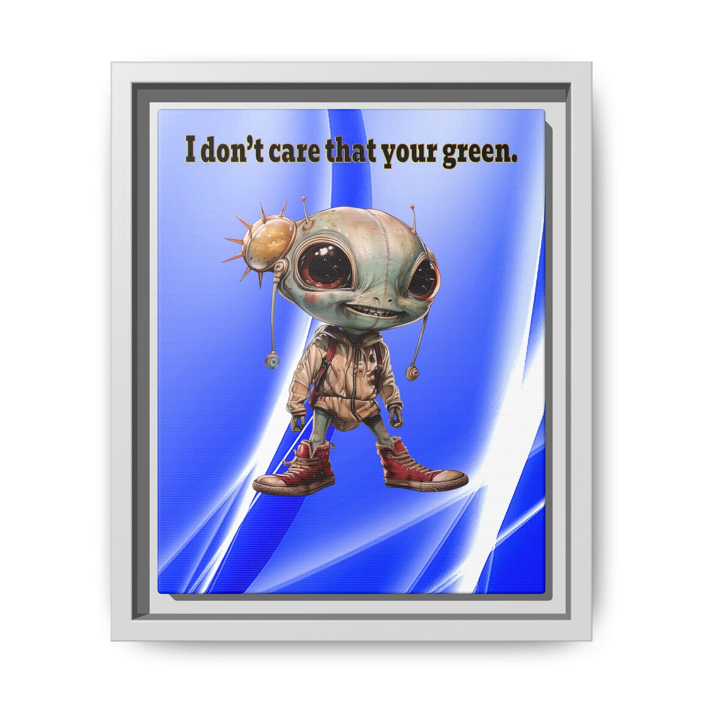 I don't care that your green - framed canvas art (blue-white wave)