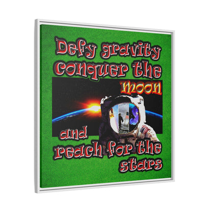 defy conquer reach - framed canvas art (green turf)
