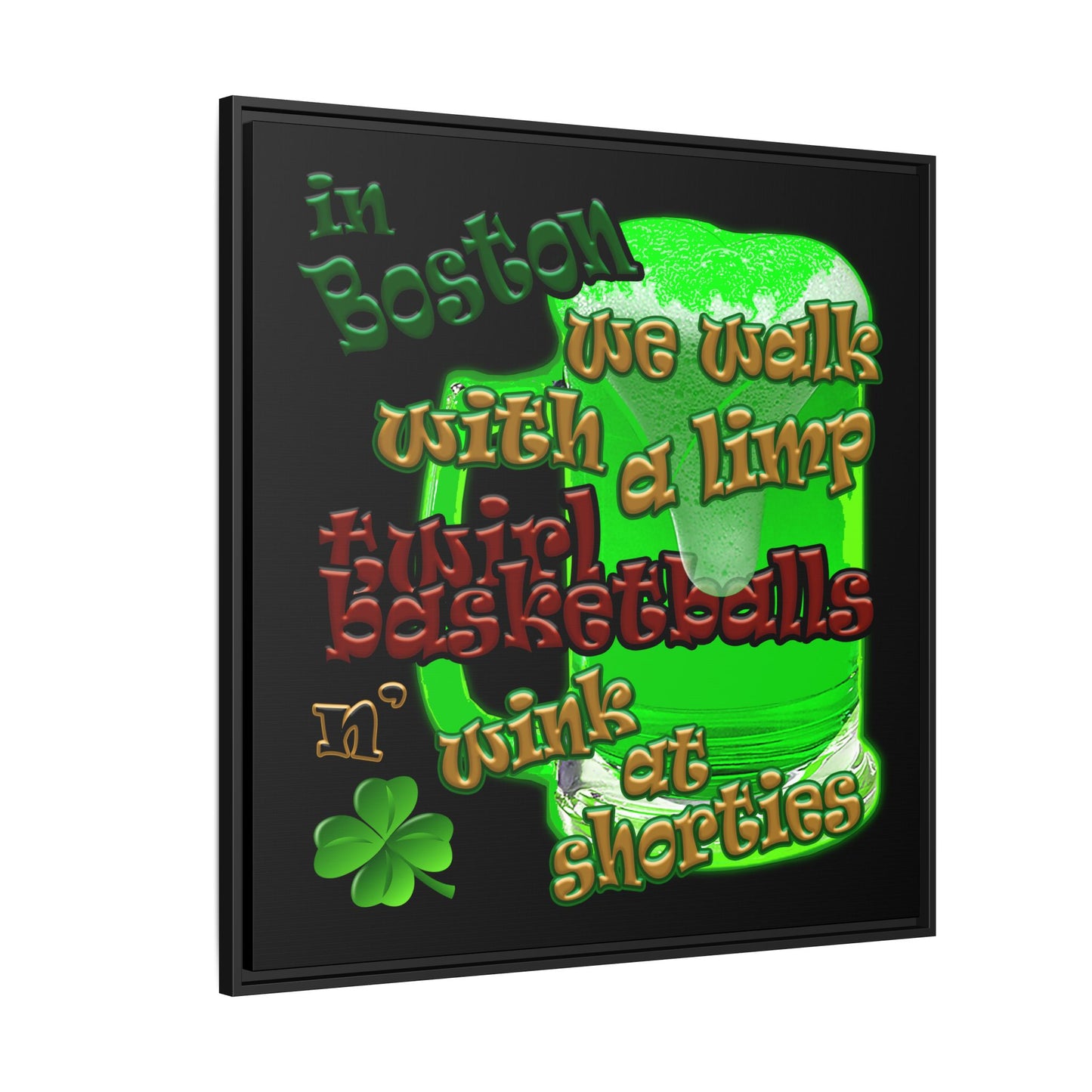 celtics logo - framed canvas art (black)