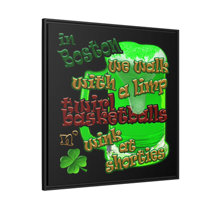 celtics logo - framed canvas art (black)