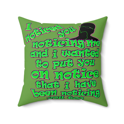 noticed you noticing - Faux Suede Square Pillow - (green)