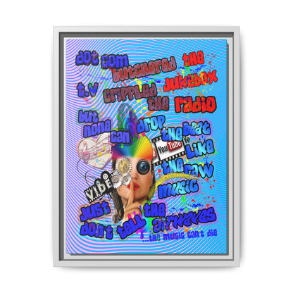 drop the beat - framed canvas art (light blue-purple wave)