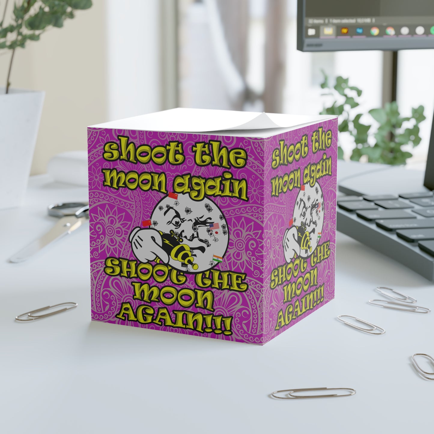 shoot the moon again - note cube (pink swirl)