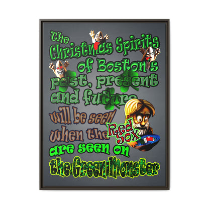 christmas spirits of boston - framed canvas art (grey-light grey)