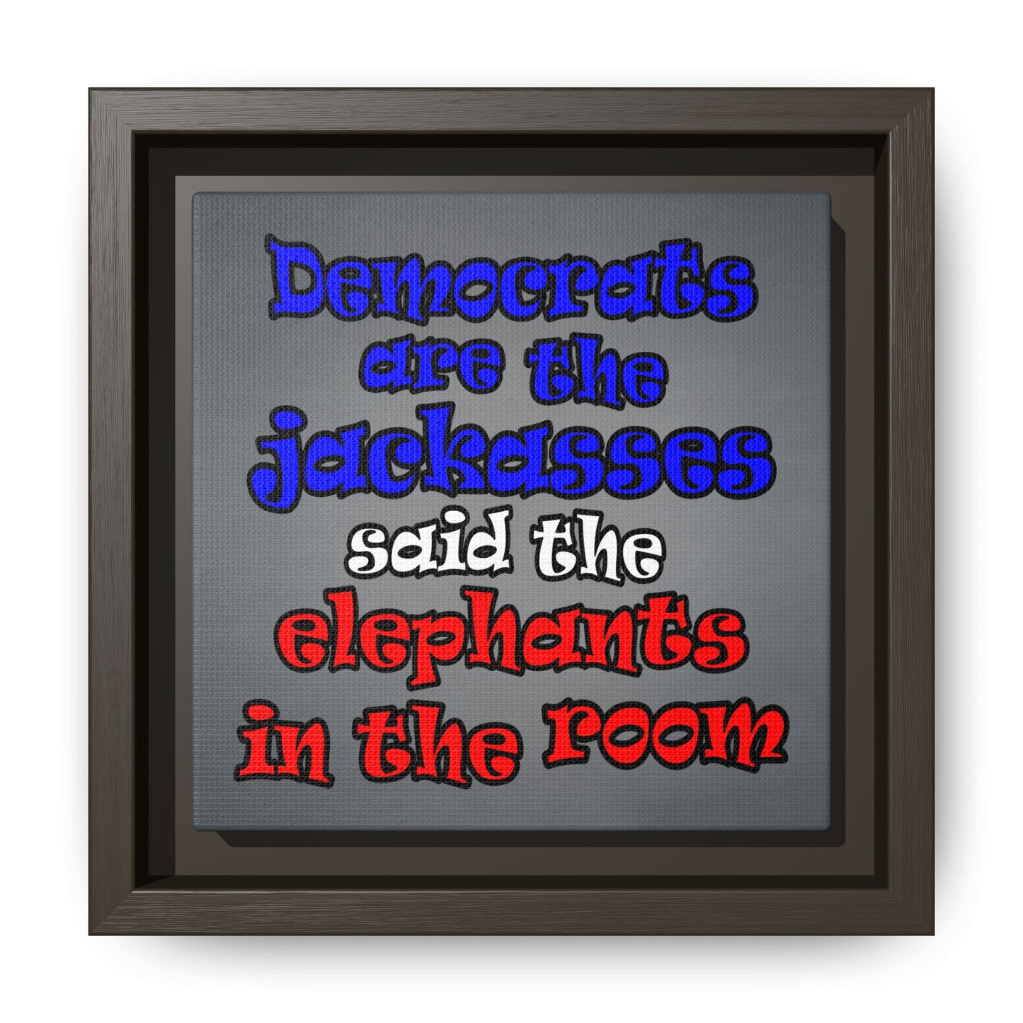 donkeys and elephants - framed canvas art (grey-light grey)