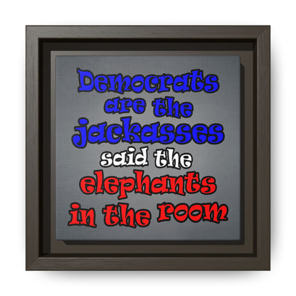 donkeys and elephants - framed canvas art (grey-light grey)