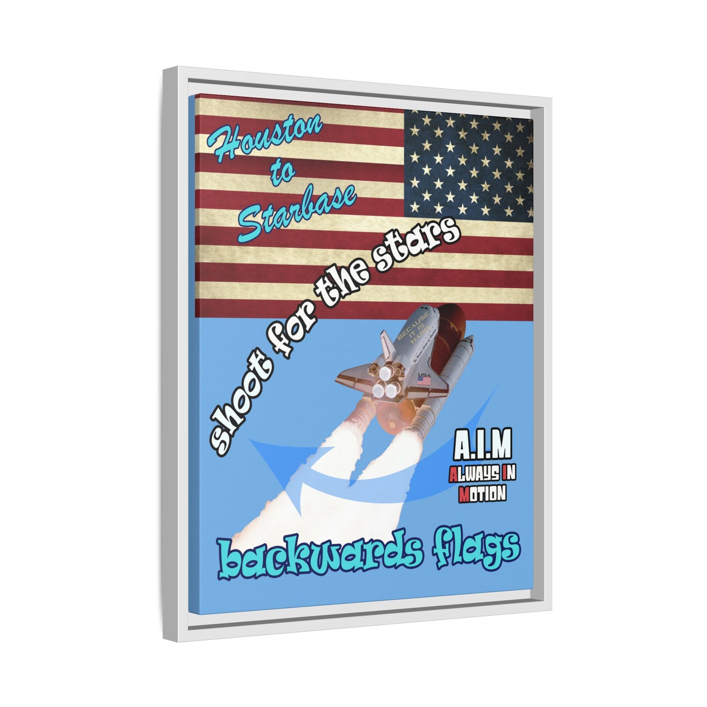 shoot for the stars - framed canvas art (light blue)