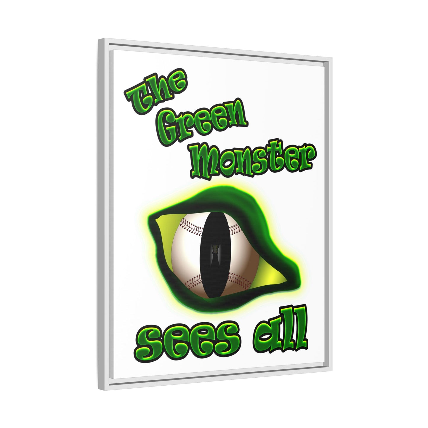 green monster - framed canvas art (white)