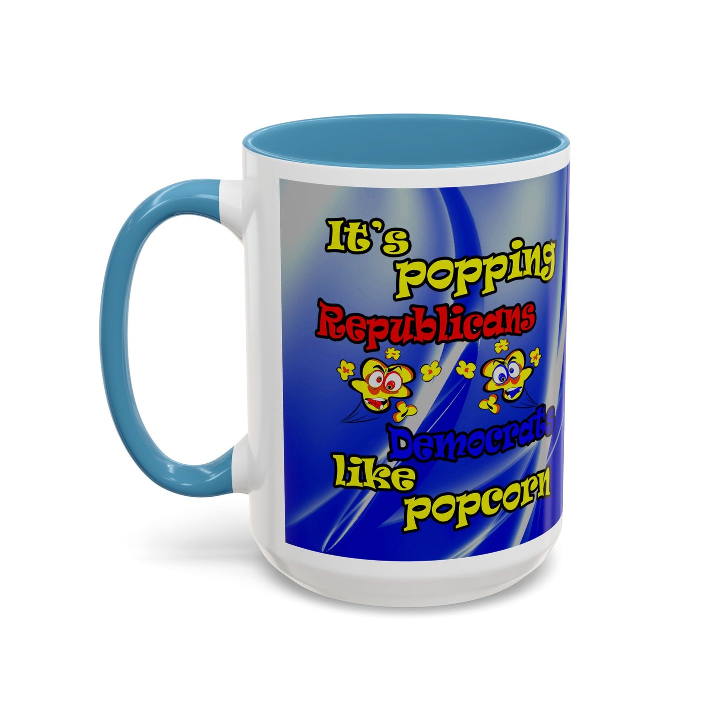 popping like popcorn - Accent Mug (blue-white wave)