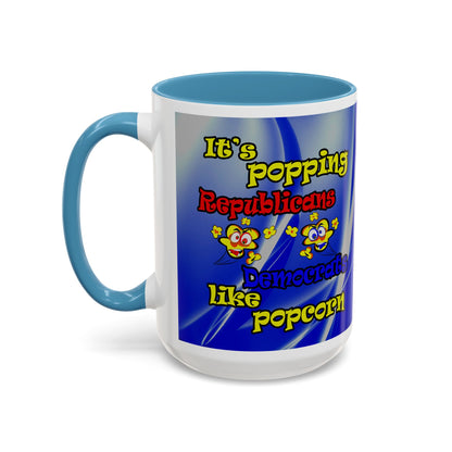 popping like popcorn - Accent Mug (blue-white wave)