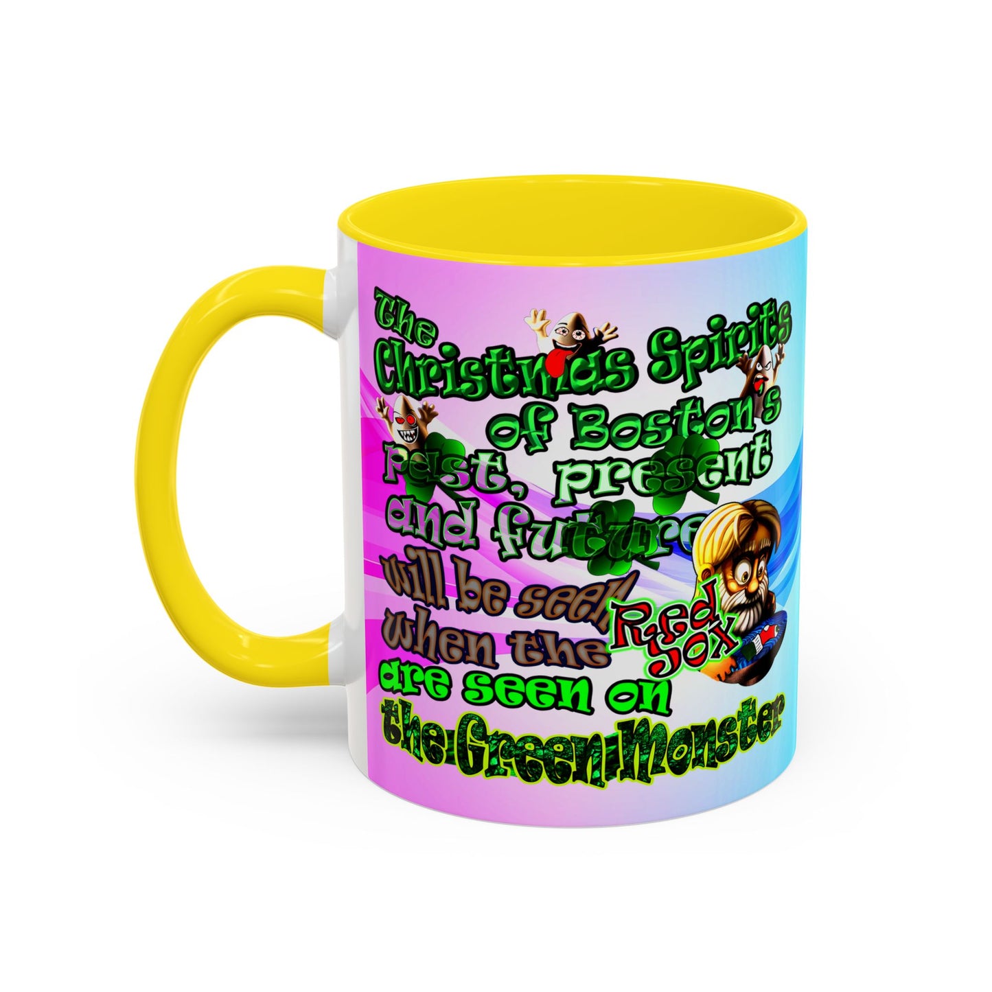 christmas spirits of boston - Accent Mug (light blue-pink wave)