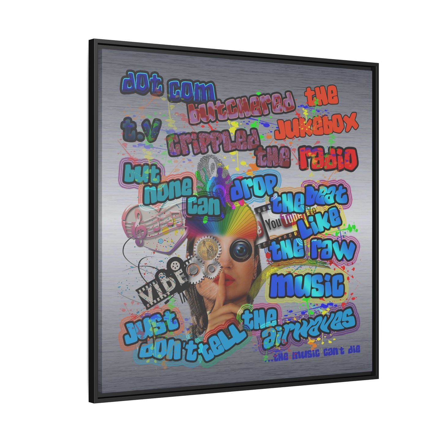 drop the beat - framed canvas art (brushed nickel)