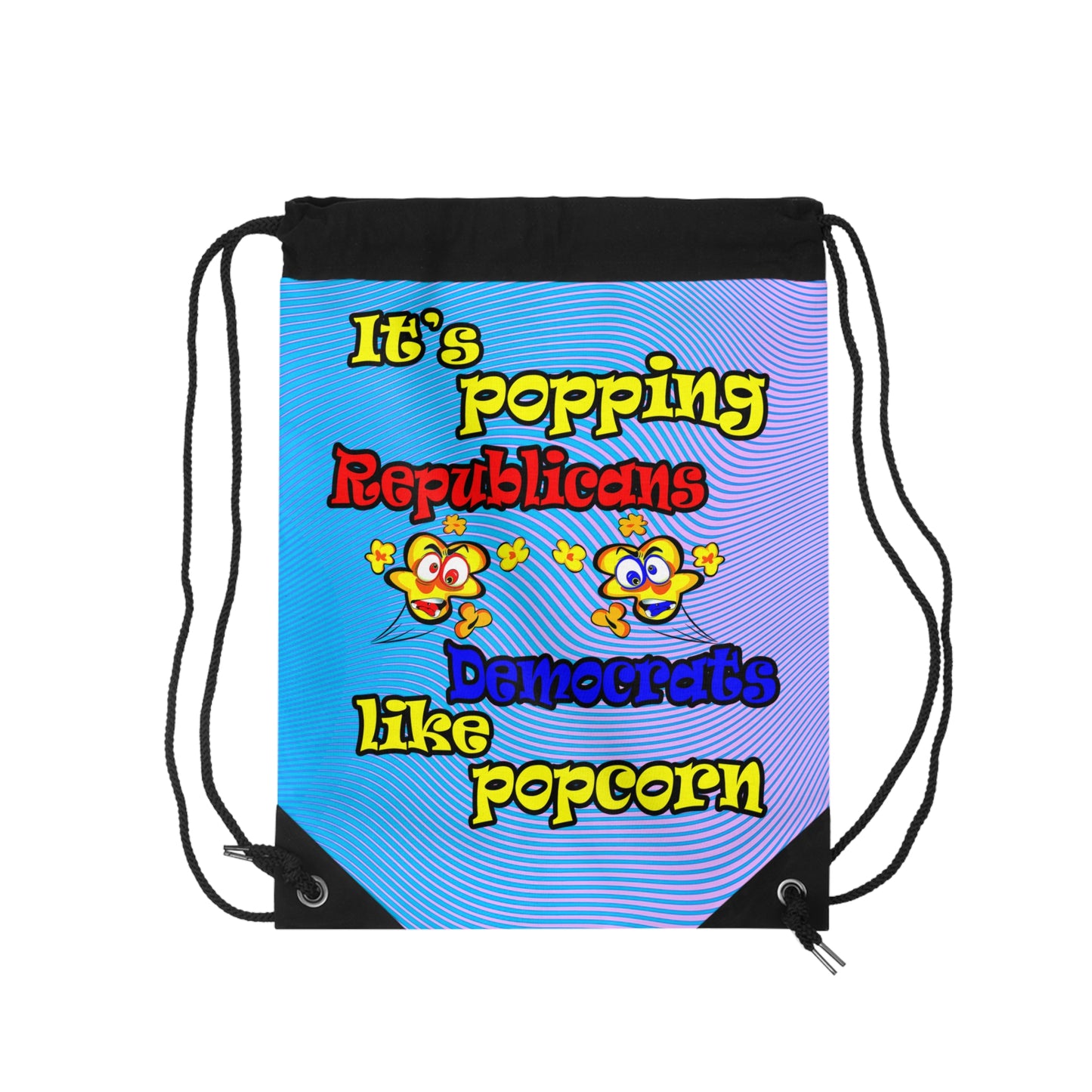 popping like popcorn - Drawstring Bag (light blue-purple wave)