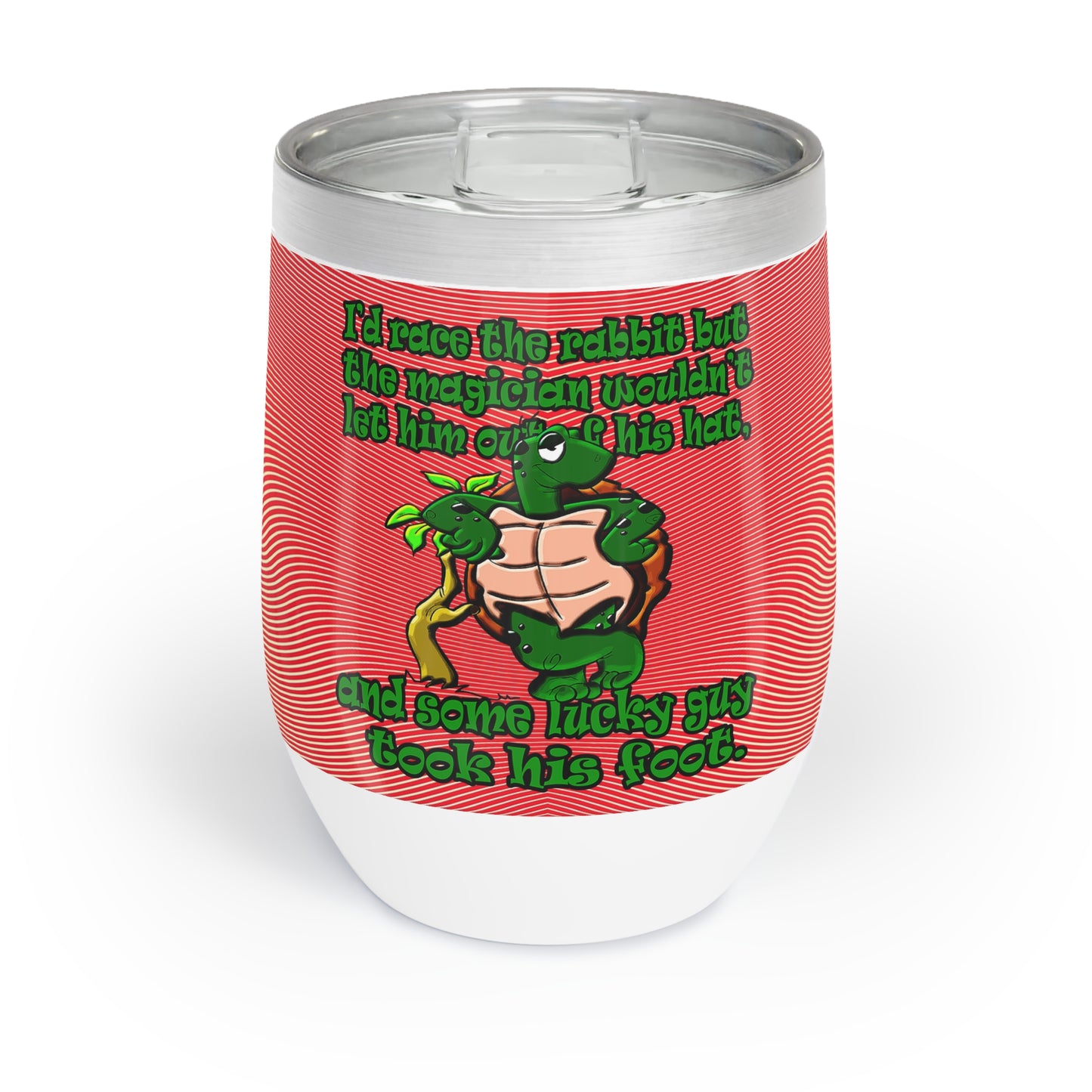 turtle race - Chill Wine Tumbler (yellow-orange wave)